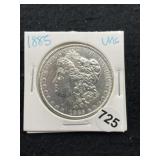 1885 UNC Morgan Silver Dollar Coin