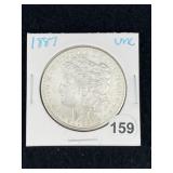 1887 UNC Morgan Silver Dollar Coin
