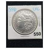 1896 UNC Morgan Silver Dollar Coin