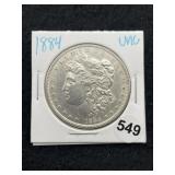 1884 UNC Morgan Silver Dollar Coin