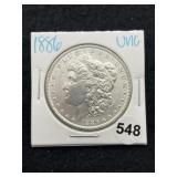 1886 UNC Morgan Silver Dollar Coin
