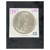 1887 UNC Morgan Silver Dollar Coin