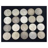 20 Various Date Peace Silver Dollar Coins