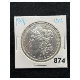 1896 UNC Morgan Silver Dollar Coin