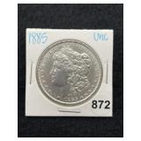 1885 UNC Morgan Silver Dollar Coin