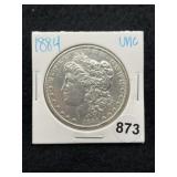 1884 UNC Morgan Silver Dollar Coin