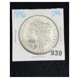 1896 UNC Morgan Silver Dollar Coin