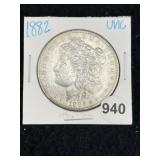 1882 UNC Morgan Silver Dollar Coin