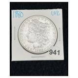 1880 UNC Morgan Silver Dollar Coin