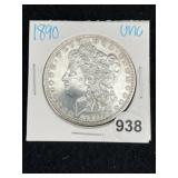 1890 UNC Morgan Silver Dollar Coin