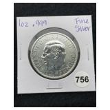 1 Ounce .999 Fine Silver Round Coin