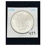 1886 UNC Morgan Silver Dollar Coin