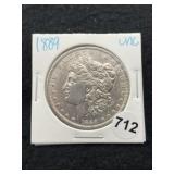 1889 UNC Morgan Silver Dollar Coin