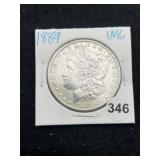 1889 UNC Morgan Silver Dollar Coin