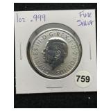 1 Ounce .999 Fine Silver Round Coin