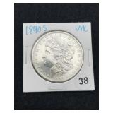 1890 S UNC Morgan Silver Dollar Coin