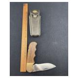 Gruber USA Lock Back Knife with Leather Sheath
