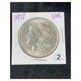 1921 UNC Morgan Silver Dollar Coin