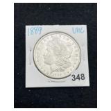 1889 UNC Morgan Silver Dollar Coin