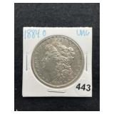 1884 O UNC Morgan Silver Dollar Coin