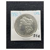 1880 S UNC Morgan Silver Dollar Coin