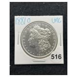 1881 O UNC Morgan Silver Dollar Coin