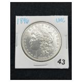 1896 UNC Morgan Silver Dollar Coin