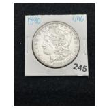 1890 UNC Morgan Silver Dollar Coin