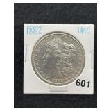 1882 UNC Morgan Silver Dollar Coin