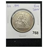 1 Ounce .999 Fine Silver Round Coin