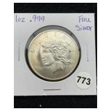 1 Ounce .999 Fine Silver Round Coin