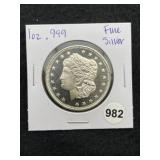 1 Ounce .999 Fine Silver Round Coin