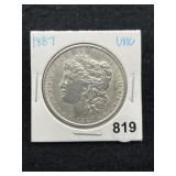 1887 UNC Morgan Silver Dollar Coin