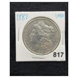 1887 UNC Morgan Silver Dollar Coin