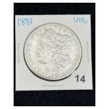 1881 UNC Morgan Silver Dollar Coin
