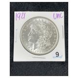 1921 UNC Morgan Silver Dollar Coin