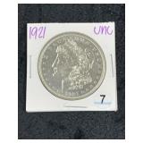 1921 UNC Morgan Silver Dollar Coin