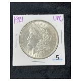 1921 UNC Morgan Silver Dollar Coin