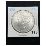 1886 UNC Morgan Silver Dollar Coin