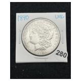 1890 UNC Morgan Silver Dollar Coin