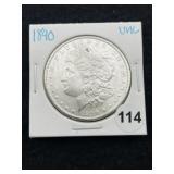 1890 UNC Morgan Silver Dollar Coin