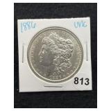 1886 UNC Morgan Silver Dollar Coin