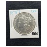 1878 S UNC Morgan Silver Dollar Coin
