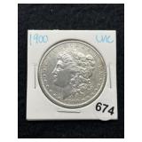 1900 UNC Morgan Silver Dollar Coin