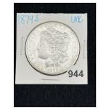 1879 S UNC Morgan Silver Dollar Coin
