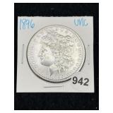 1896 UNC Morgan Silver Dollar Coin