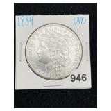 1884 UNC Morgan Silver Dollar Coin