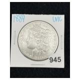 1889 UNC Morgan Silver Dollar Coin