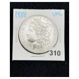 1888 UNC Morgan Silver Dollar Coin
