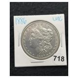 1886 UNC Morgan Silver Dollar Coin